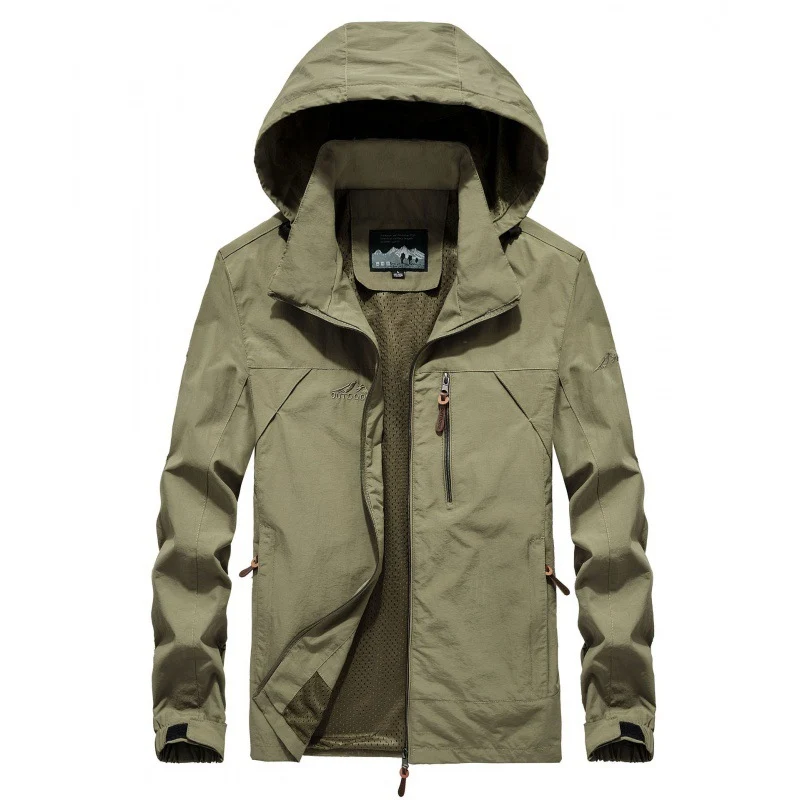 Herren leichte atmungsaktive Softshell-Trekkingjacke mit Kapuze und Mesh-Futter Drune