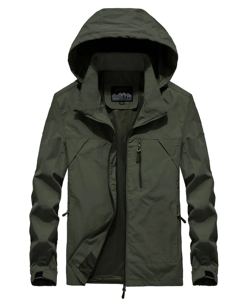 Herren leichte atmungsaktive Softshell-Trekkingjacke mit Kapuze und Mesh-Futter Drune