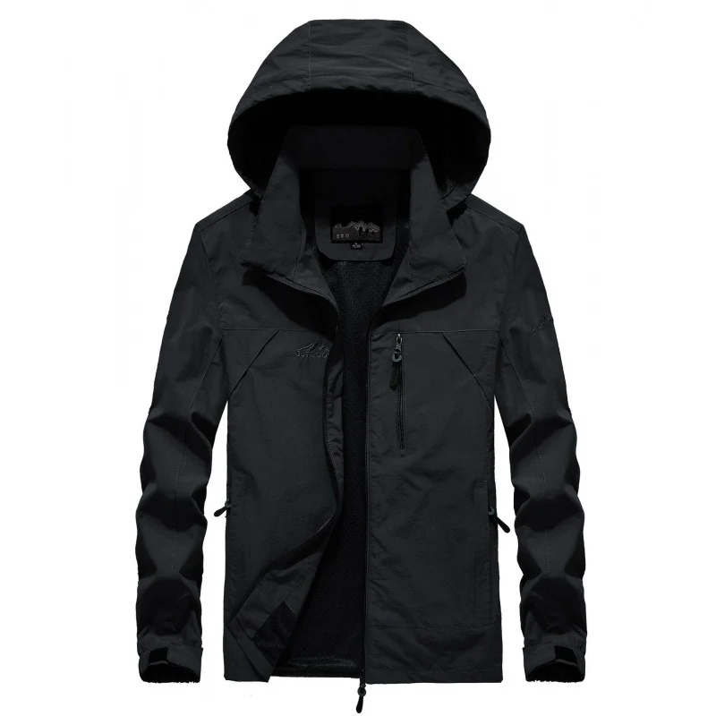 Herren leichte atmungsaktive Softshell-Trekkingjacke mit Kapuze und Mesh-Futter Drune
