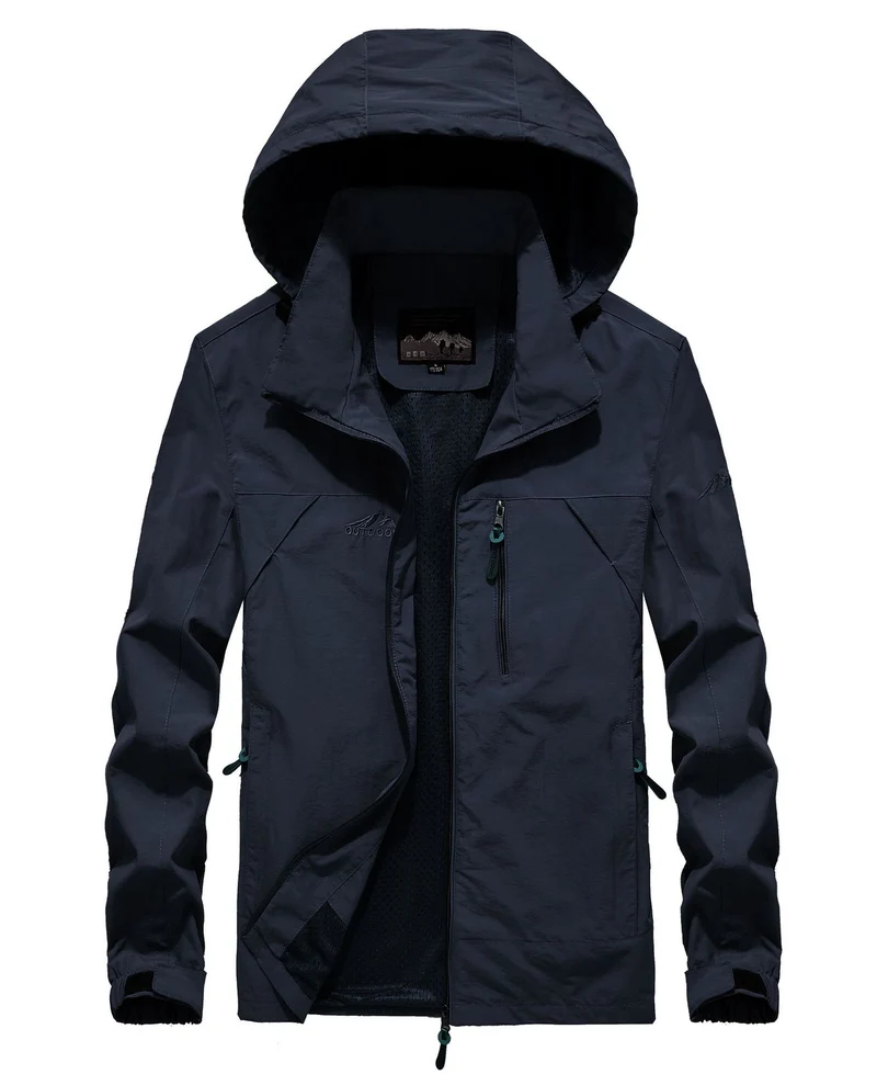 Herren leichte atmungsaktive Softshell-Trekkingjacke mit Kapuze und Mesh-Futter Drune
