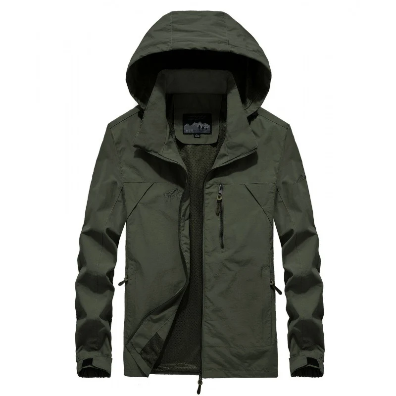 Herren leichte atmungsaktive Softshell-Trekkingjacke mit Kapuze und Mesh-Futter Drune