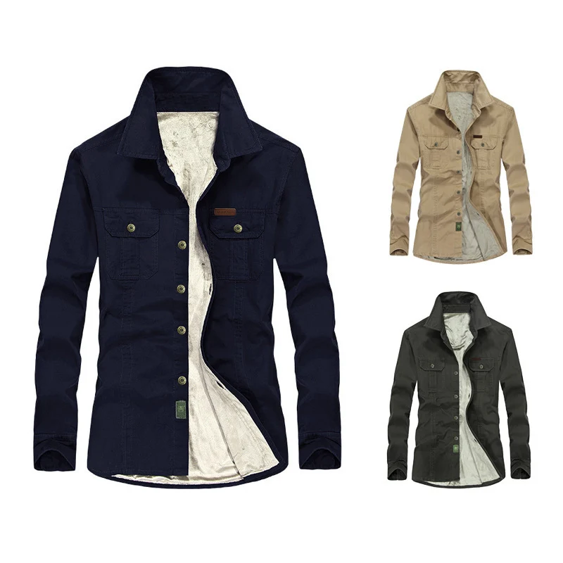 Herren Leicht gefütterte Canvas-Worker-Hemdjacke mit Brustpattentaschen Drune