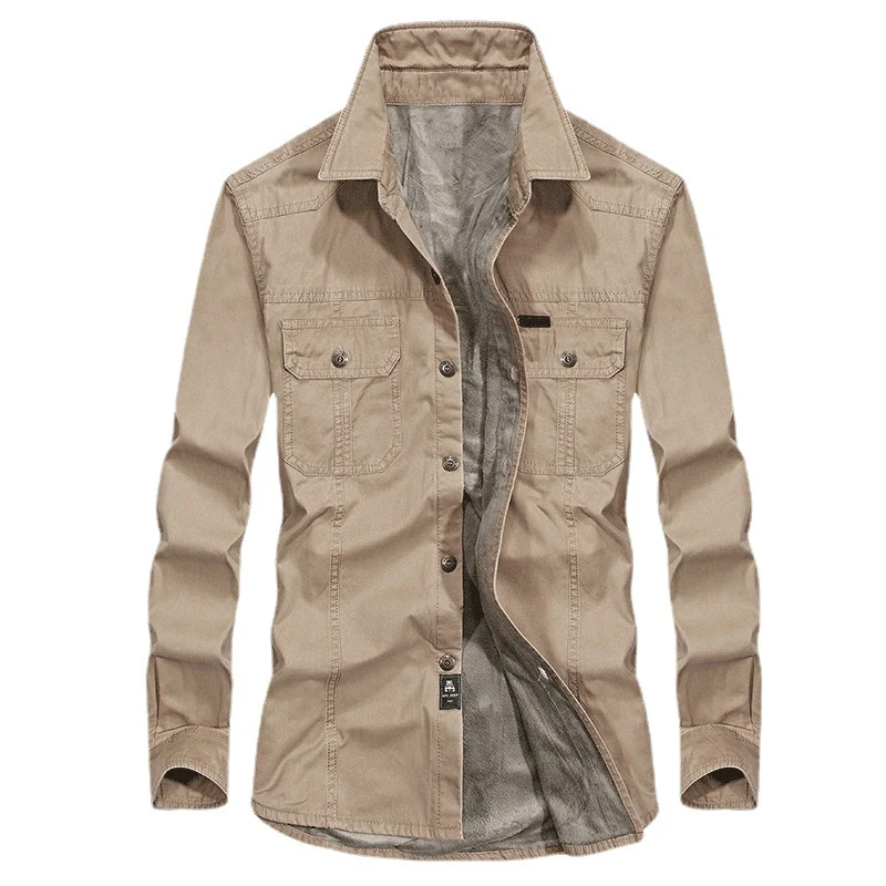 Herren Leicht gefütterte Canvas-Worker-Hemdjacke mit Brustpattentaschen Drune