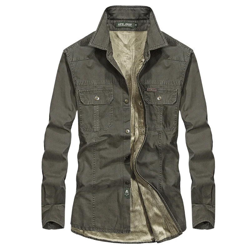 Herren Leicht gefütterte Canvas-Worker-Hemdjacke mit Brustpattentaschen Drune