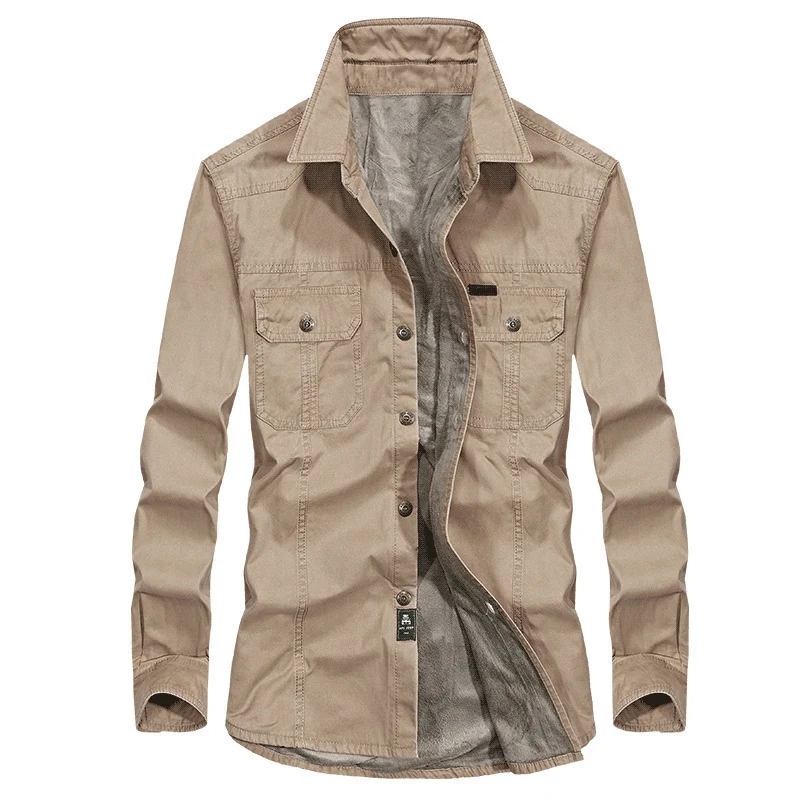 Herren Leicht gefütterte Canvas-Worker-Hemdjacke mit Brustpattentaschen Drune