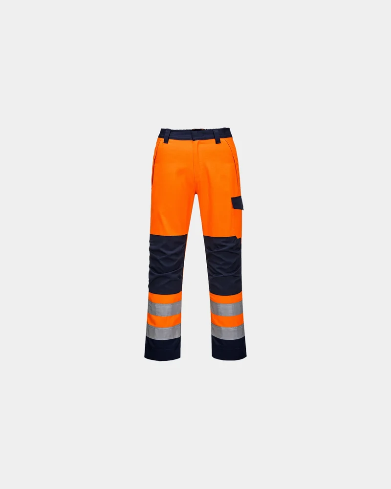Arbeitshose flammhemmend orange-blau zum Personalisieren
