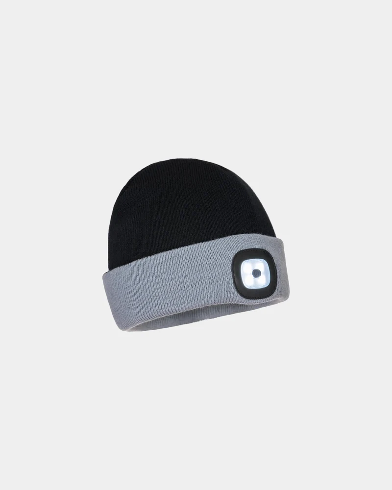 Mütze mit wiederaufladbarem LED schwarz-blau zum Personalisieren