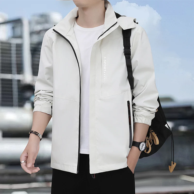 Herren leichte winddichte Sport-Hoodiejacke mit Kapuze, atmungsaktivem Material und verdecktem Reißverschluss Drune