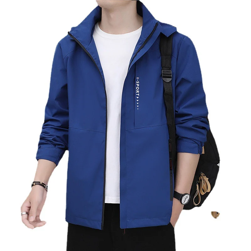 Herren leichte winddichte Sport-Hoodiejacke mit Kapuze, atmungsaktivem Material und verdecktem Reißverschluss Drune