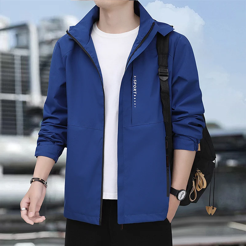 Herren leichte winddichte Sport-Hoodiejacke mit Kapuze, atmungsaktivem Material und verdecktem Reißverschluss Drune