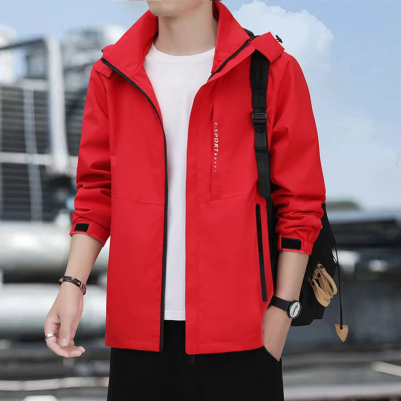 Herren leichte winddichte Sport-Hoodiejacke mit Kapuze, atmungsaktivem Material und verdecktem Reißverschluss Drune