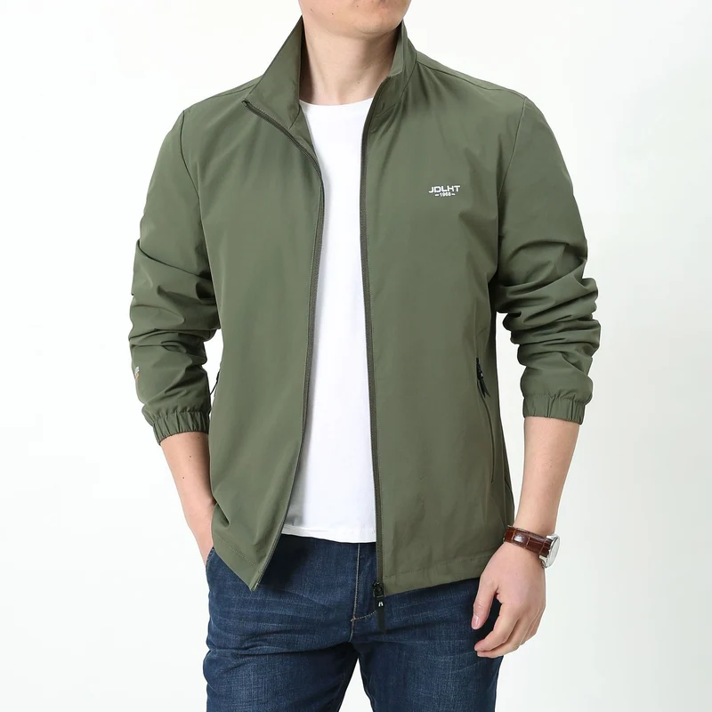 Herren Leichte winddichte Reißverschluss‑Blousonjacke mit Stehkragen und elastischen Bündchen Drune