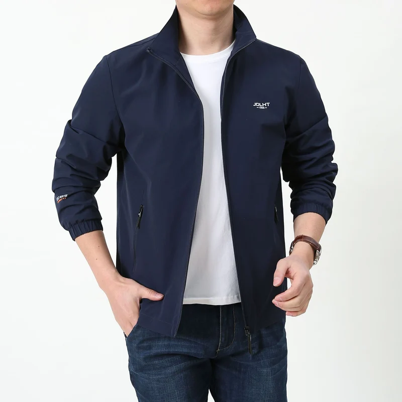 Herren Leichte winddichte Reißverschluss‑Blousonjacke mit Stehkragen und elastischen Bündchen Drune