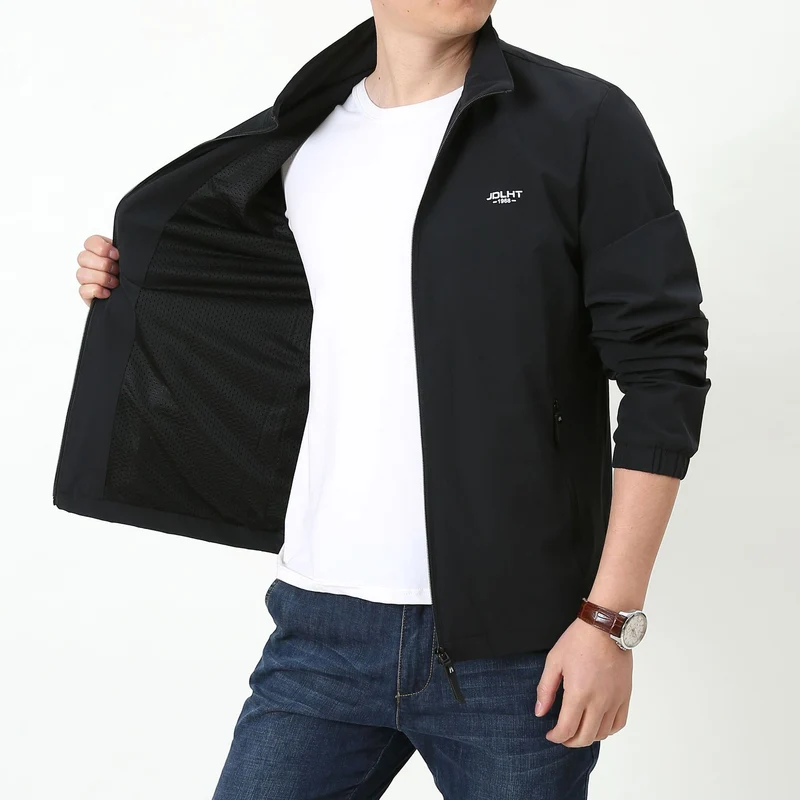 Herren Leichte winddichte Reißverschluss‑Blousonjacke mit Stehkragen und elastischen Bündchen Drune