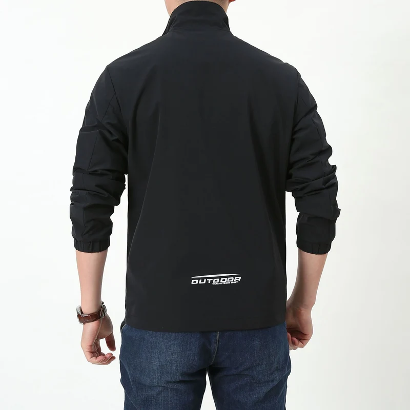Herren Leichte winddichte Reißverschluss‑Blousonjacke mit Stehkragen und elastischen Bündchen Drune