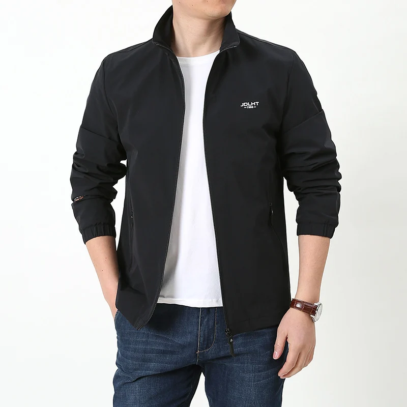 Herren Leichte winddichte Reißverschluss‑Blousonjacke mit Stehkragen und elastischen Bündchen Drune