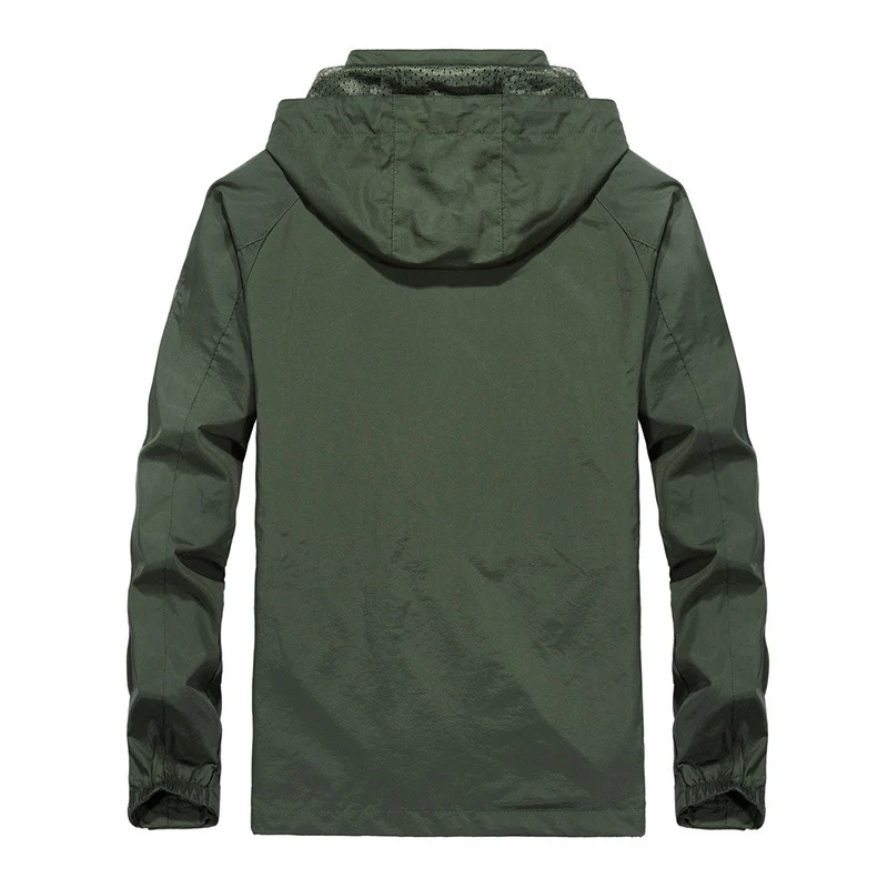 Herren Leichte windabweisende Softshell-Outdoorjacke mit Kapuze, Mesh-Futter und Multifunktionstaschen Drune