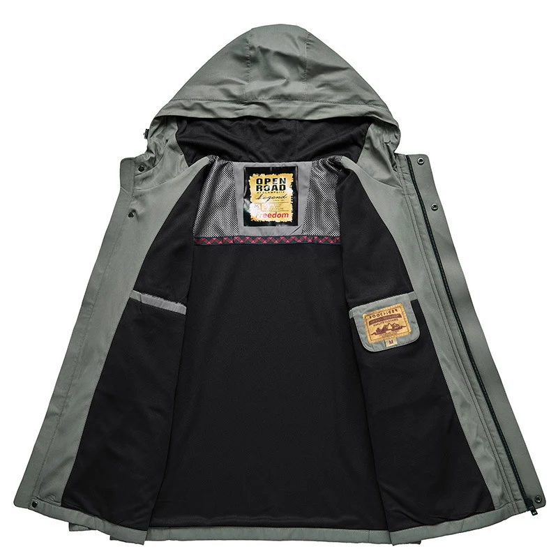 Herren leichte wasserabweisende Softshelljacke mit Kapuze, winddichtem Schnitt und Reißverschlusstaschen Drune
