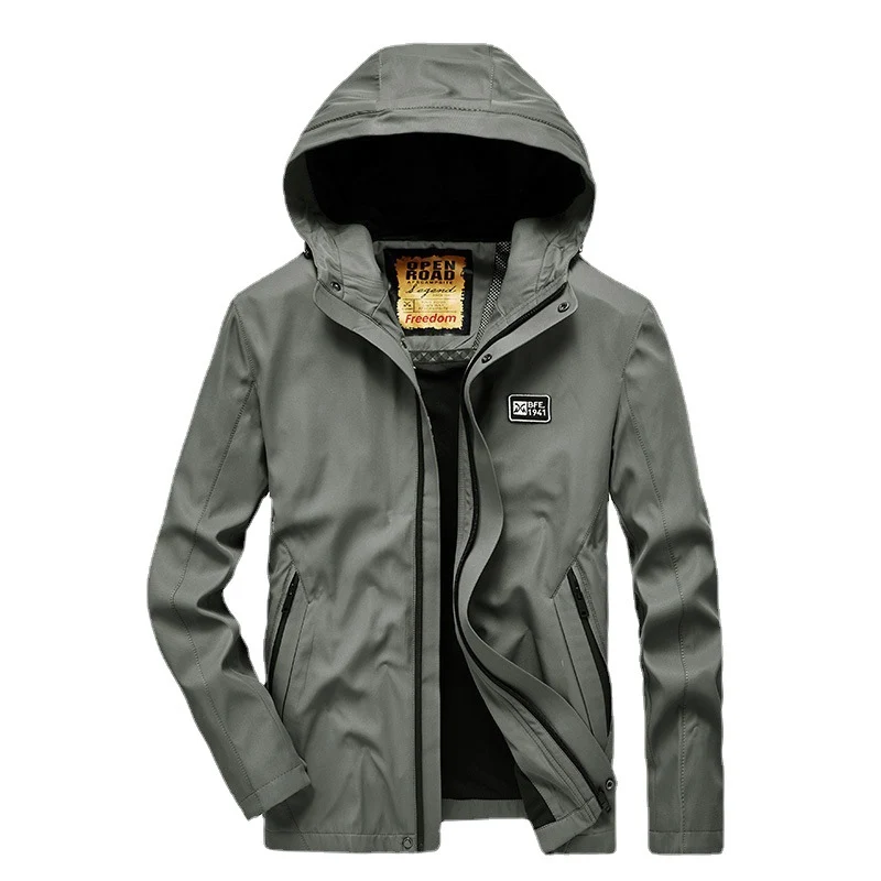 Herren leichte wasserabweisende Softshelljacke mit Kapuze, winddichtem Schnitt und Reißverschlusstaschen Drune