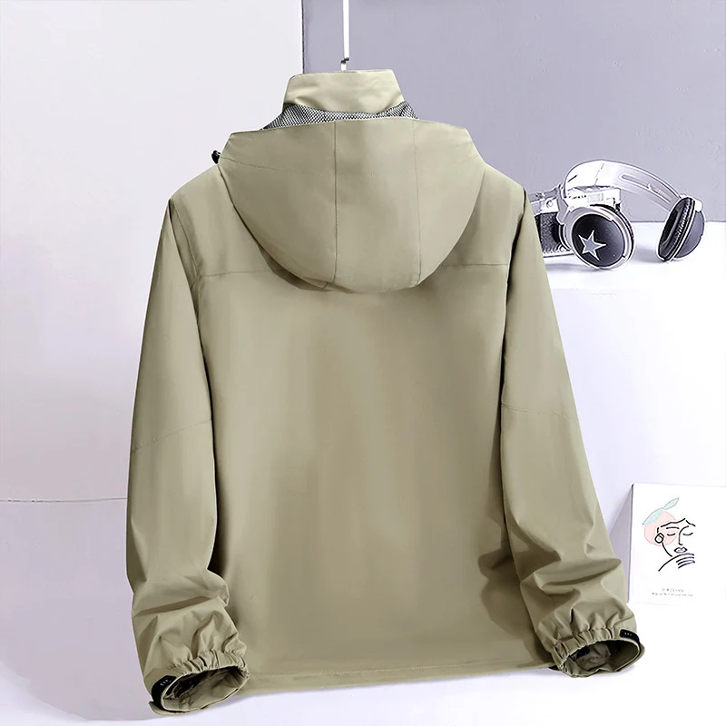Herren leichte wasserabweisende Fieldjacke mit Kapuze und Multifachtaschen Drune