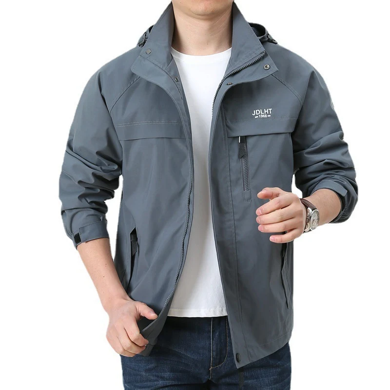 Herren Leichte Softshell-Utilityjacke mit Kapuze, winddichter Shell und Mehrfachtaschen Drune