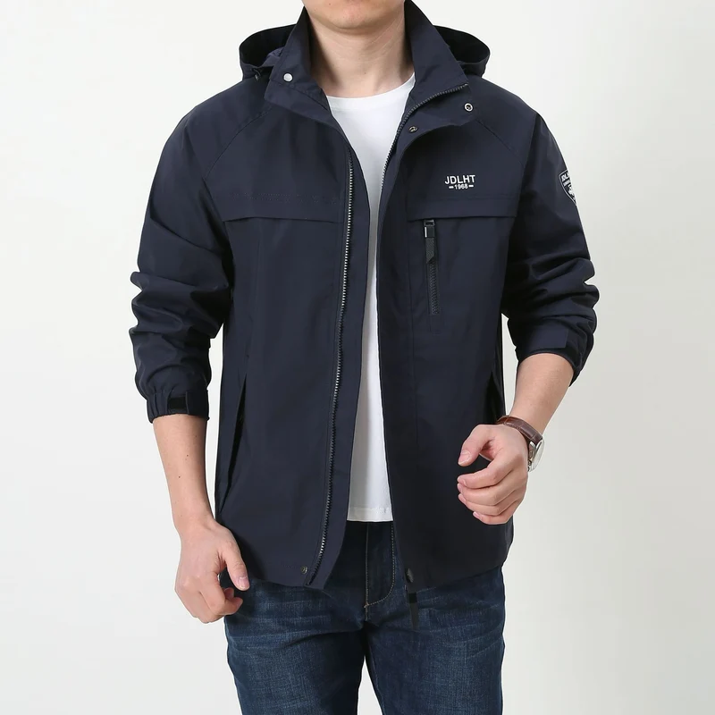 Herren Leichte Softshell-Utilityjacke mit Kapuze, winddichter Shell und Mehrfachtaschen Drune
