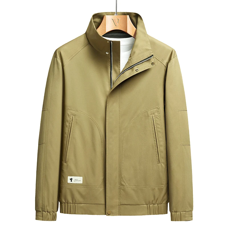 Herren Leichte Softshell-Übergangsjacke im Utility-Minimalstil mit hochschließendem Stehkragen und verdecktem Reißverschluss Drune