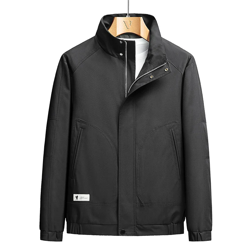 Herren Leichte Softshell-Übergangsjacke im Utility-Minimalstil mit hochschließendem Stehkragen und verdecktem Reißverschluss Drune