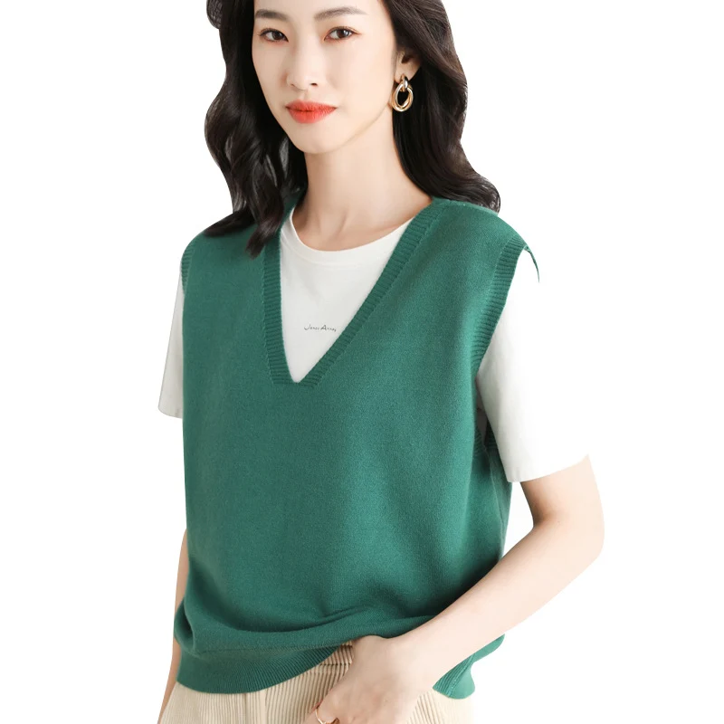 Damen Oversize V-Ausschnitt Feinstrickweste mit Rippenbund Drune