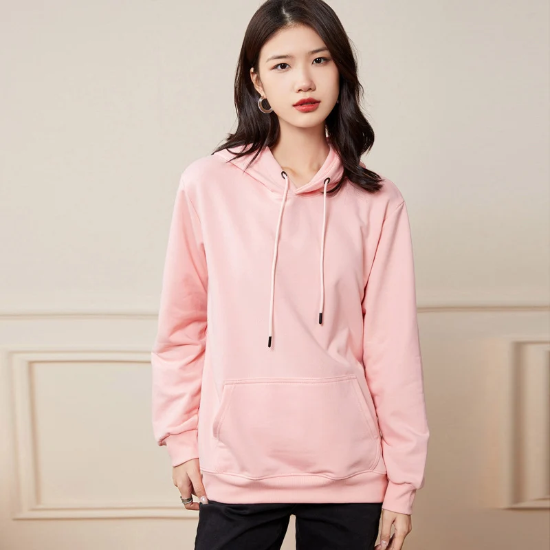 Damen Oversize-Kapuzenpullover aus Baumwoll-Mix mit Kängurutasche und gerippten Bündchen Drune