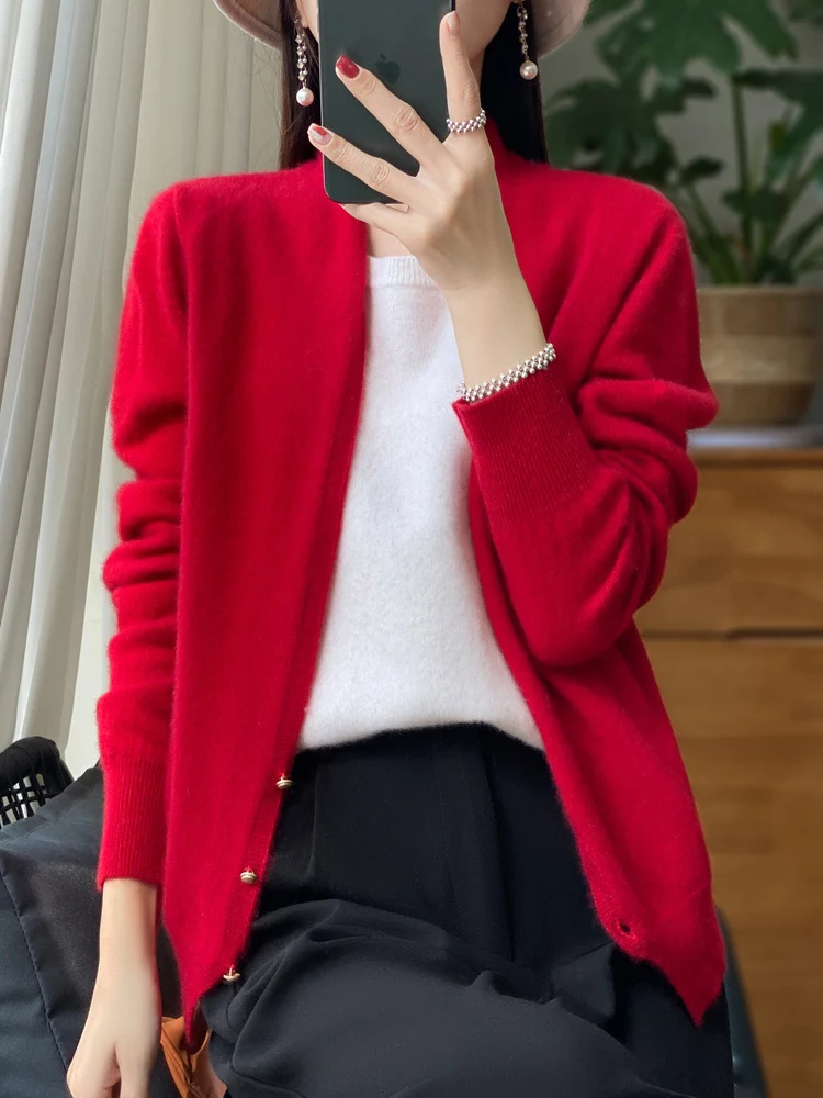 Damen Offener Feinstrick-Cardigan im Mohair‑Look mit geradem Saum und schmalen Bündchen Drune
