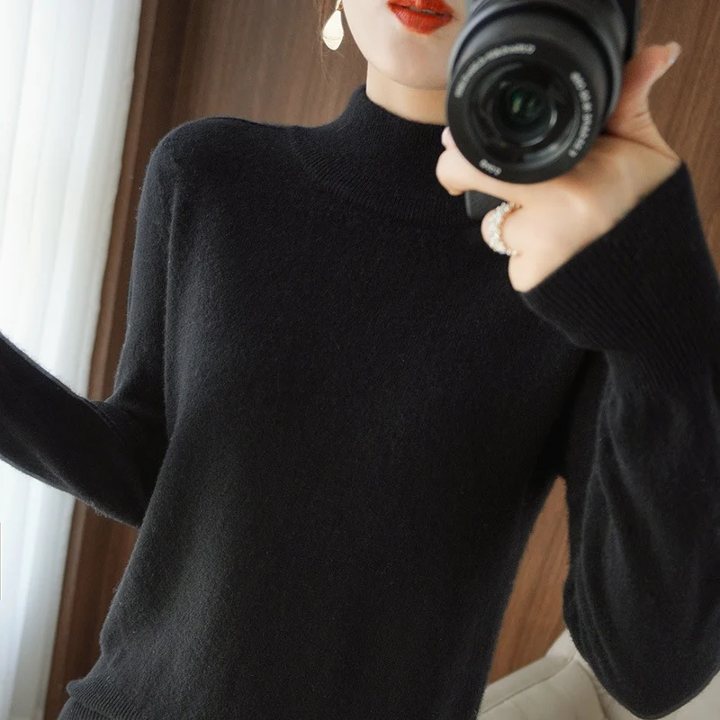 Damen Mockneck-Pullover aus flauschigem Angora-Mix mit legerer Ballonärmel-Silhouette Drune