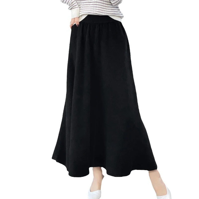 Damen Midirock aus gestricktem Wollmix mit ausgestellter A‑Linie Drune