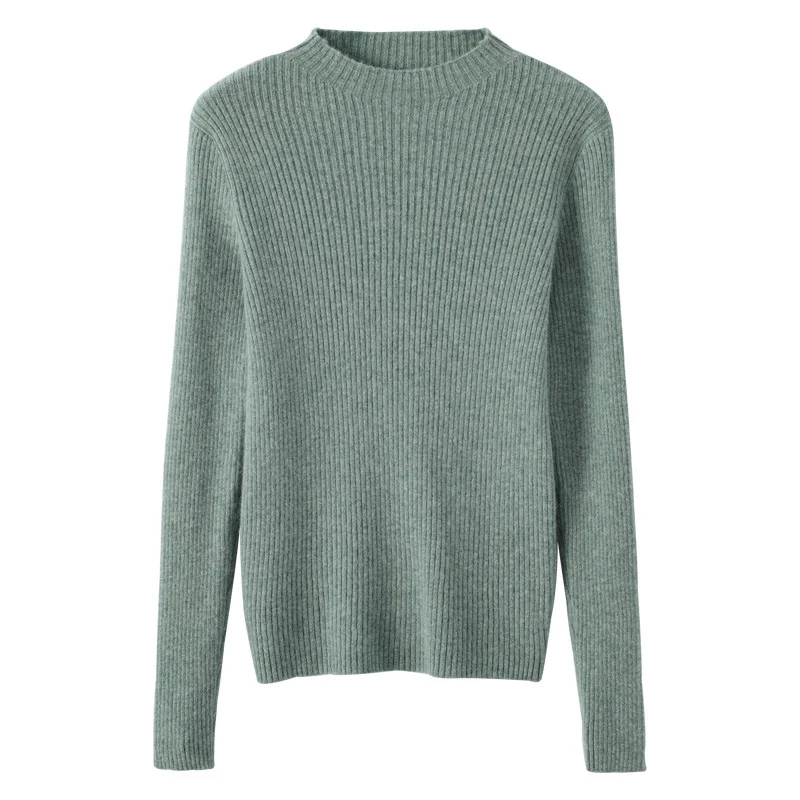 Damen Luxus-Feinstrickpullover mit schmaler Rippenstruktur und kurzem Stehkragen Drune
