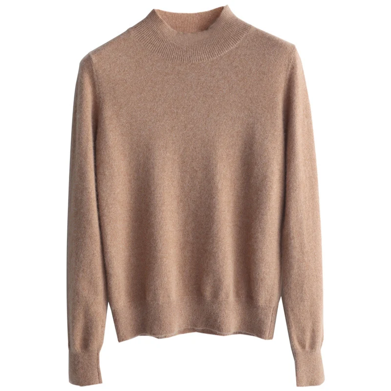 Damen Luxuriöser Kaschmir-Feinstrickpullover mit Stehkragen Drune