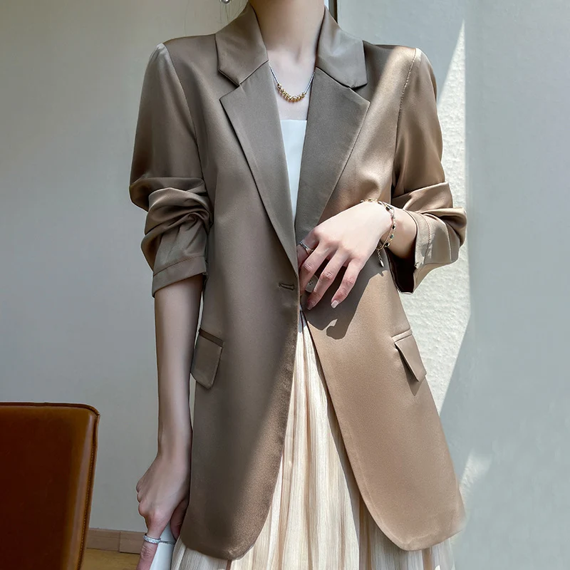 Damen Leichttaillierter Longblazer mit Knopfverschluss und Flap‑Taschen Drune