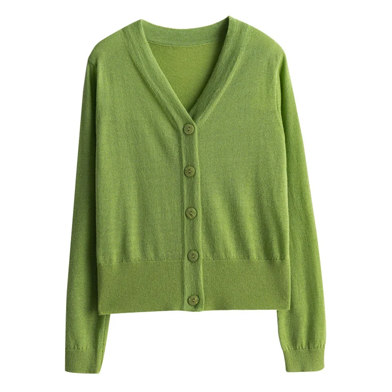 Damen Leichter V‑Ausschnitt-Cardigan mit seitlichem Saumschlitz und geripptem Bund Drune