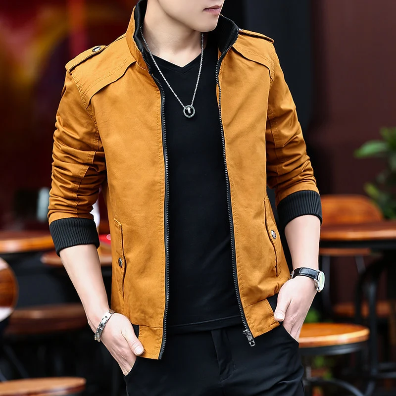 Herren Kurzblouson aus Canvas mit wärmender Teddyinnenfutter und Schulterepauletten Drune