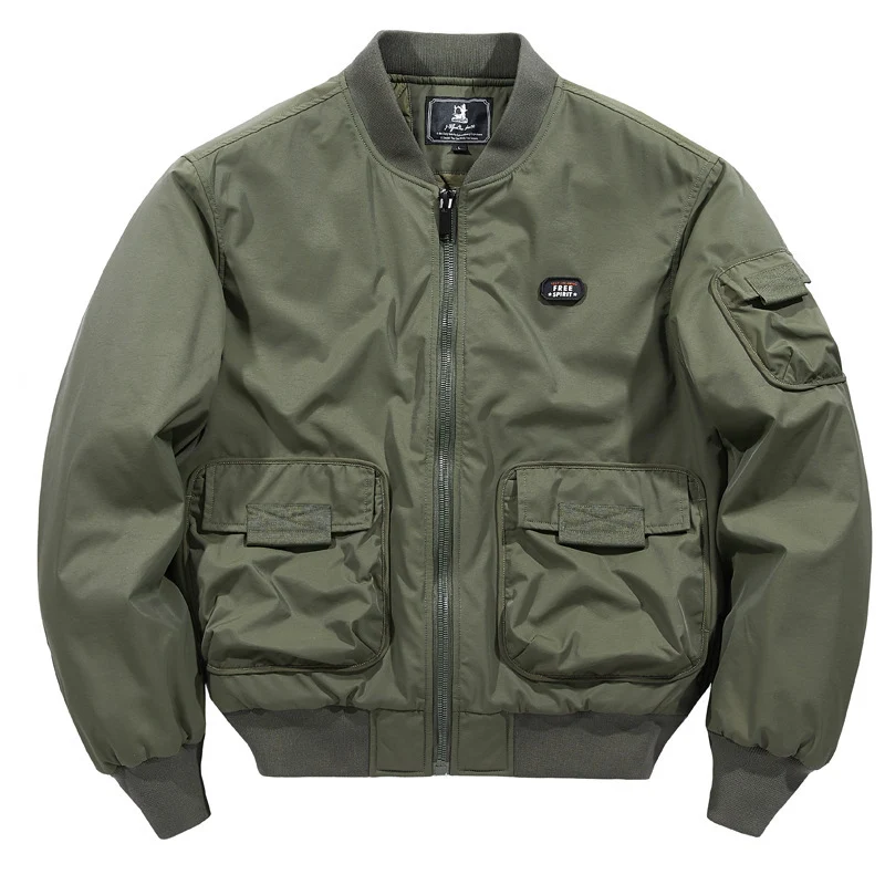 Herren Kurz geschnittener Utility-Bomber mit Multifunktionstaschen und geripptem Bund Drune