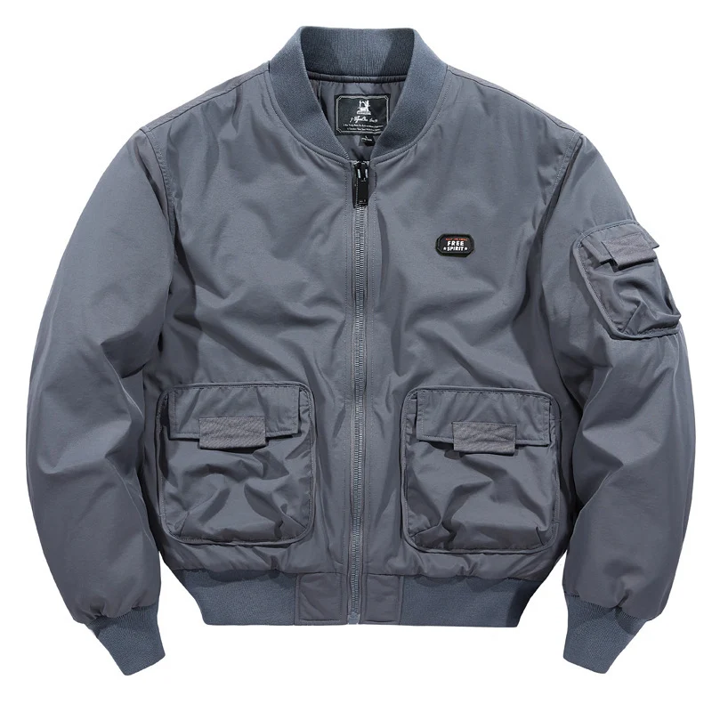 Herren Kurz geschnittener Utility-Bomber mit Multifunktionstaschen und geripptem Bund Drune