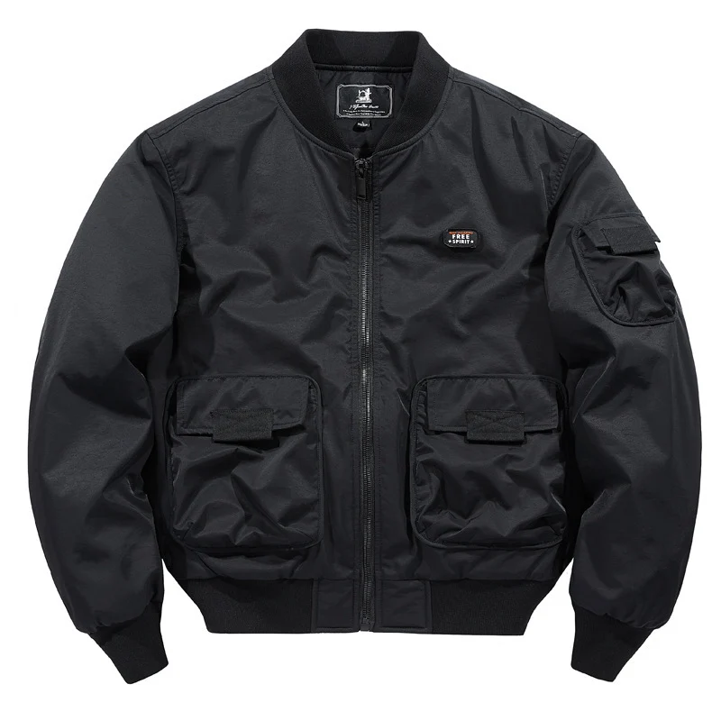 Herren Kurz geschnittener Utility-Bomber mit Multifunktionstaschen und geripptem Bund Drune
