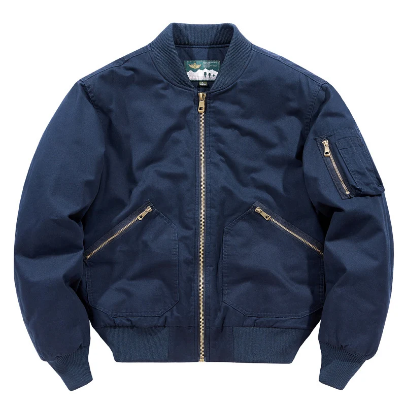 Herren Kurz geschnittene Utility-Bomberjacke aus robustem Canvas mit Ärmeltasche Drune