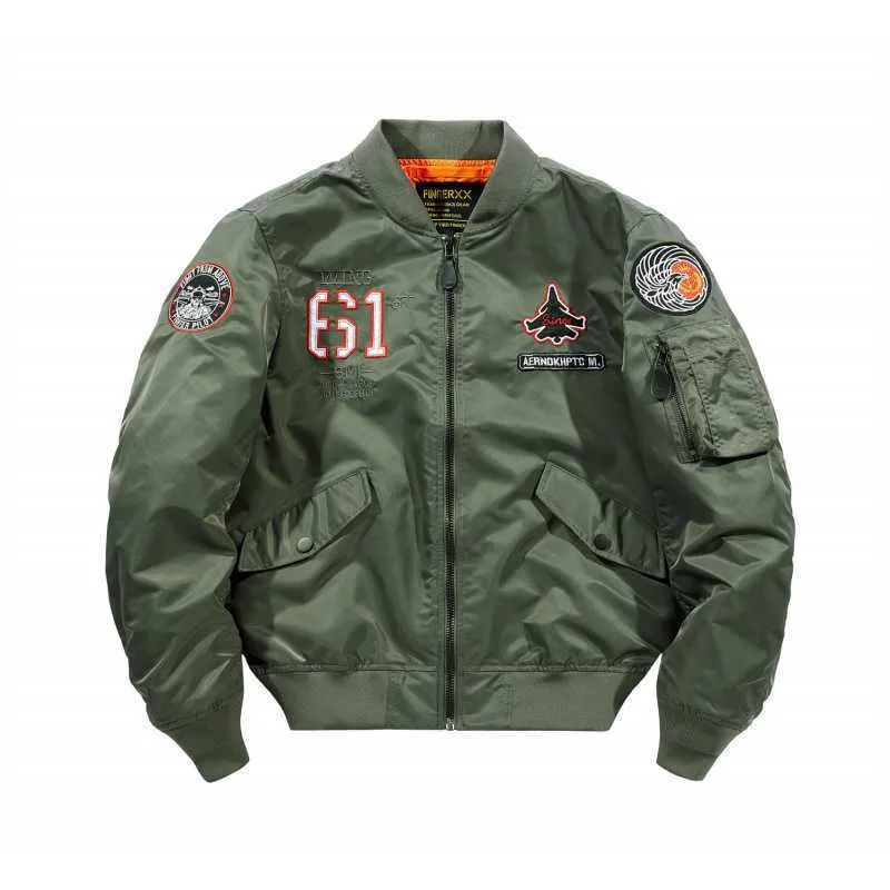 Herren Kurz geschnittene Flight-Bomberjacke mit Emblem‑Patch, Ärmel‑Utility‑Tasche und kontrastierendem Innenfutter Drune
