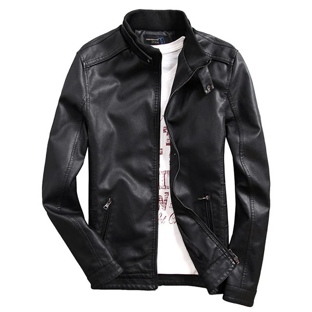Herren Kunstlederblouson mit wärmender Teddyfleece-Innenlage und Stehkragen Drune