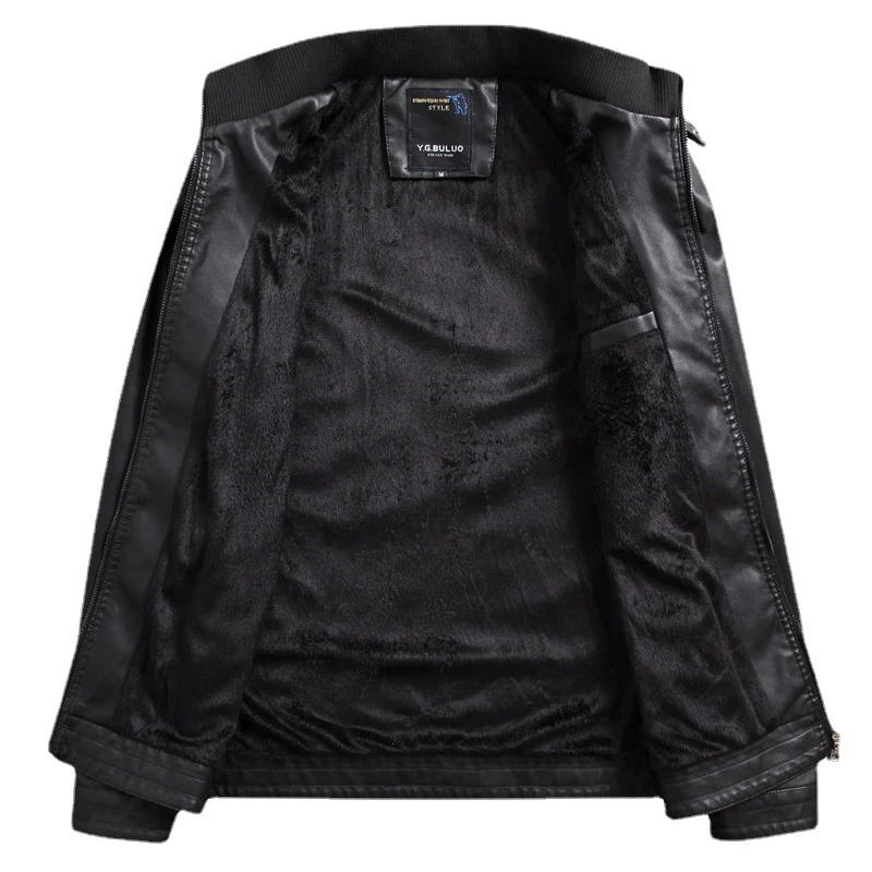 Herren Kunstlederblouson mit wärmender Teddyfleece-Innenlage und Stehkragen Drune