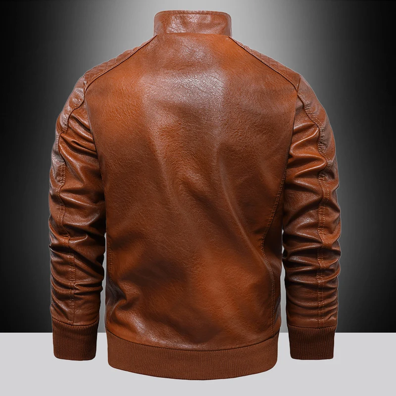 Herren Kunstleder-Pilotenblouson mit Reißverschluss, Brusttaschen und Rippbündchen Drune