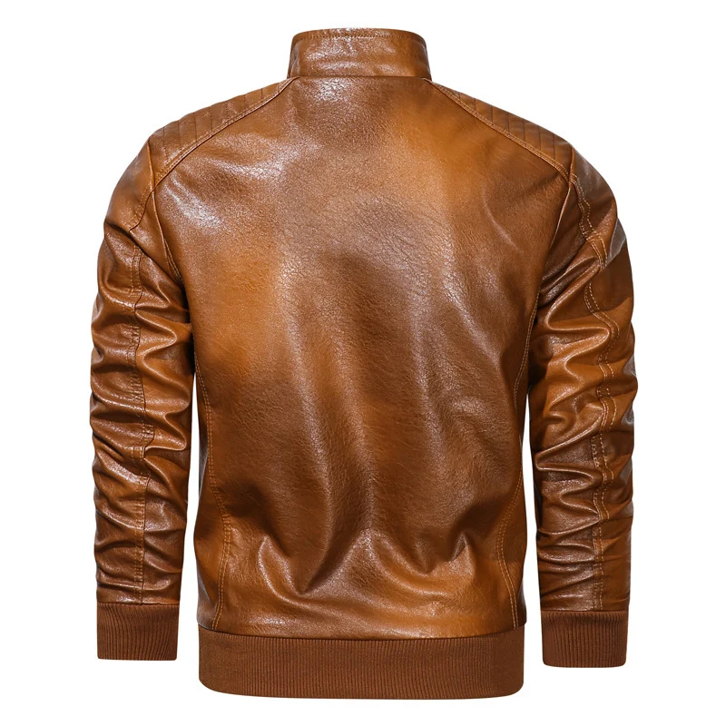 Herren Kunstleder‑Pilotenblouson im Aviator‑Look mit gesteppter Schulterpartie und Reißverschluss‑Taschen Drune