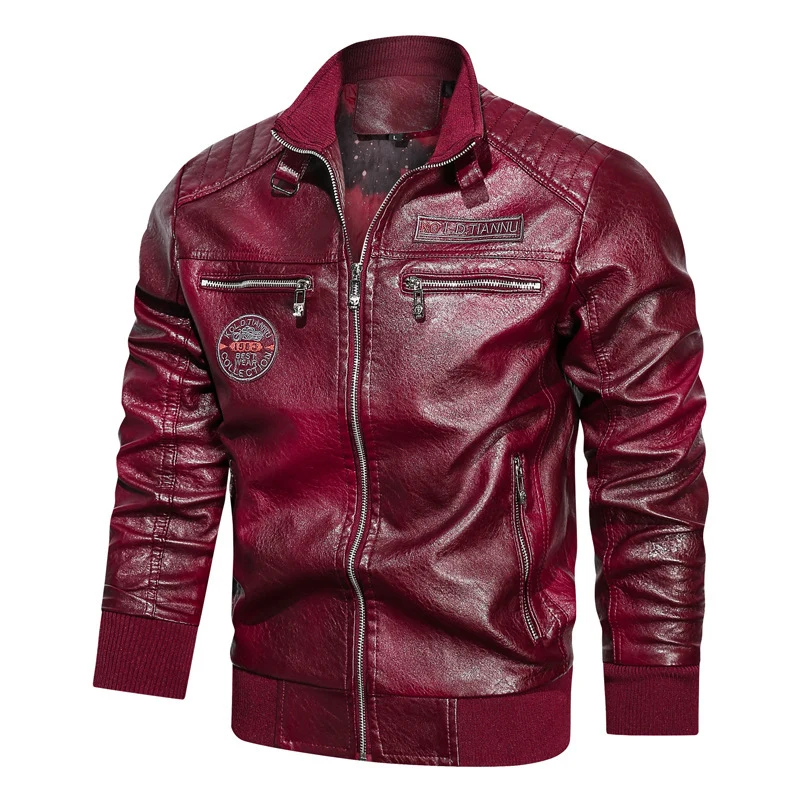 Herren Kunstleder‑Pilotenblouson im Aviator‑Look mit gesteppter Schulterpartie und Reißverschluss‑Taschen Drune