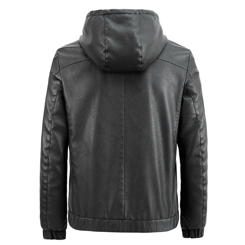 Herren Kunstleder-Kapuzenblouson mit Thermofutter und reduziertem Pilotencut Drune