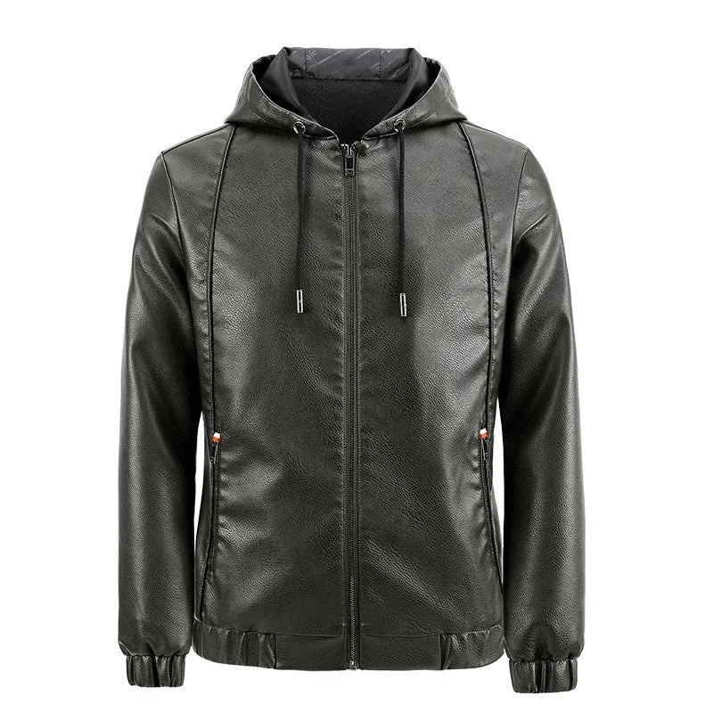 Herren Kunstleder-Kapuzenblouson mit Thermofutter und reduziertem Pilotencut Drune